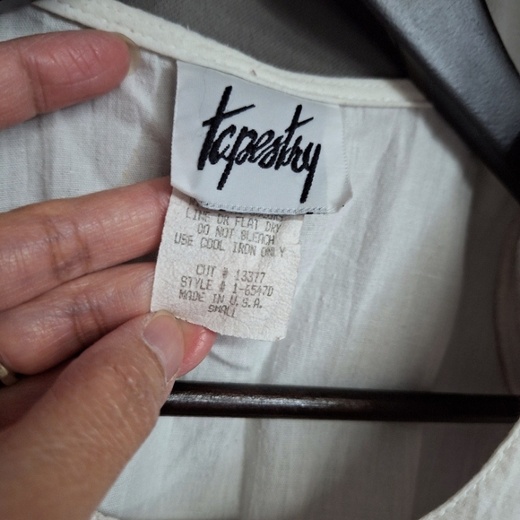 Vintage Tapestry Made in USA Womens American Flag Top T-Shirt Vest Attached - Picture 8 of 15